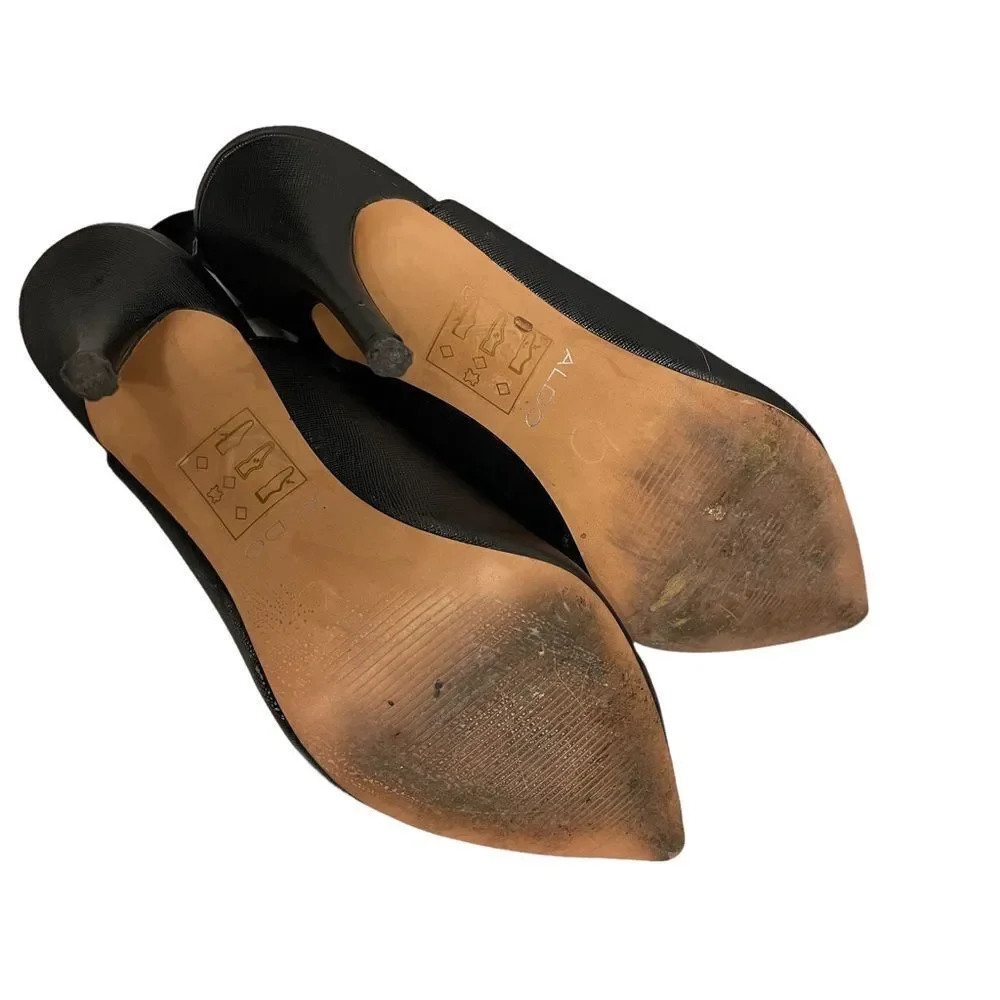 ALDO Black Leather Pointy Toe Slingback Pumps High Heels 9